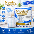 Needed Premium Comfort Max Adult Diapers- L I 10 Pieces