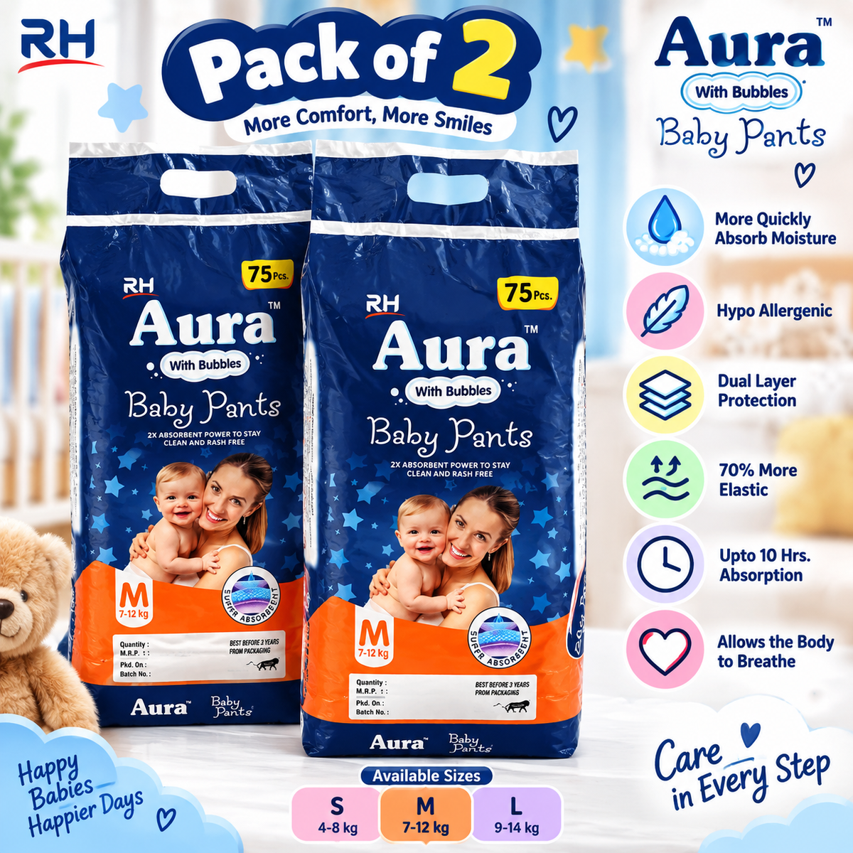 RH Aura Baby Pants-2 pack I 150 Pieces