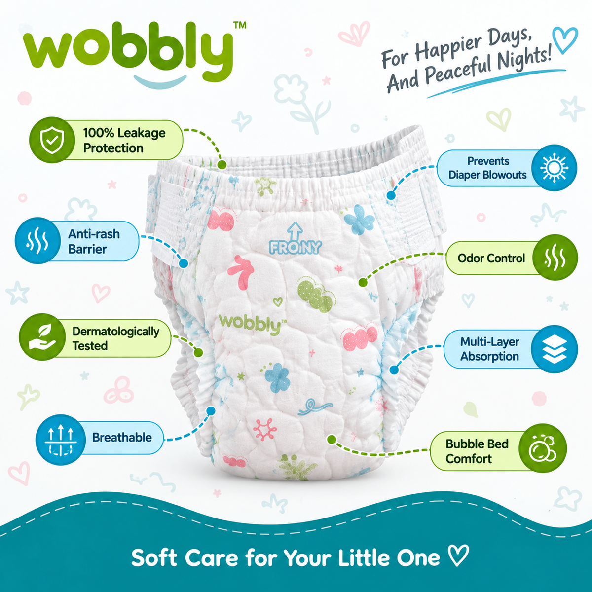 Wobble Baby Diapers-75 Diapers S & XXL  I Loose Pack