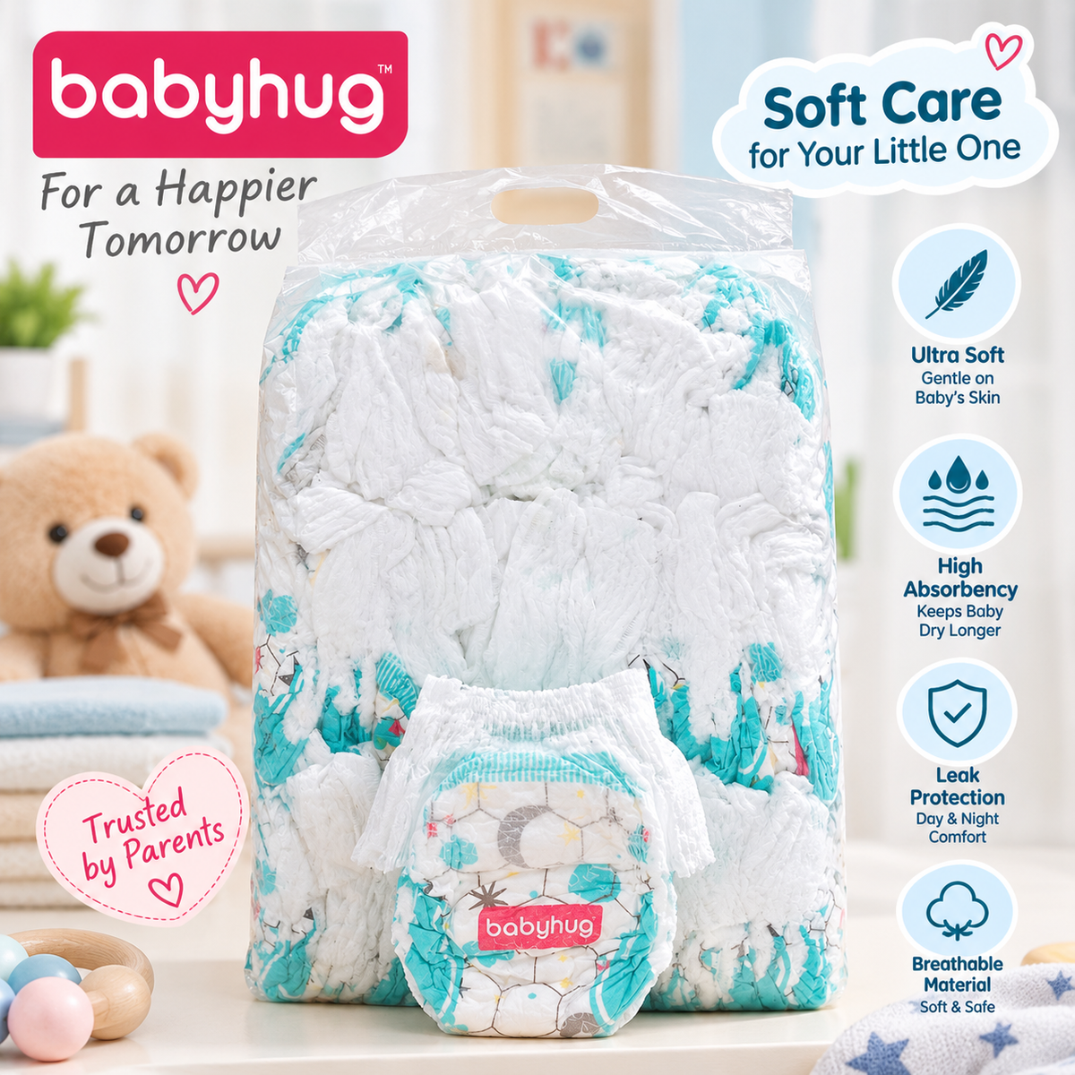 Babyhug Baby Diaper-75 pieces NB & XXL (Loose Pack)