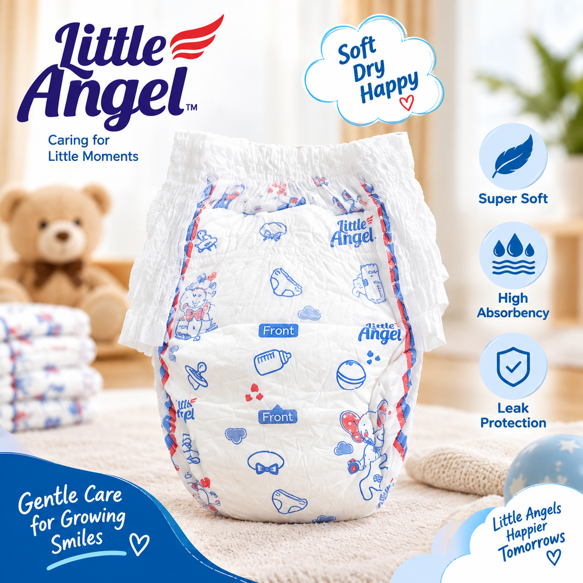 Little Angle Baby Diapers -75 pieces(Loose Pack)